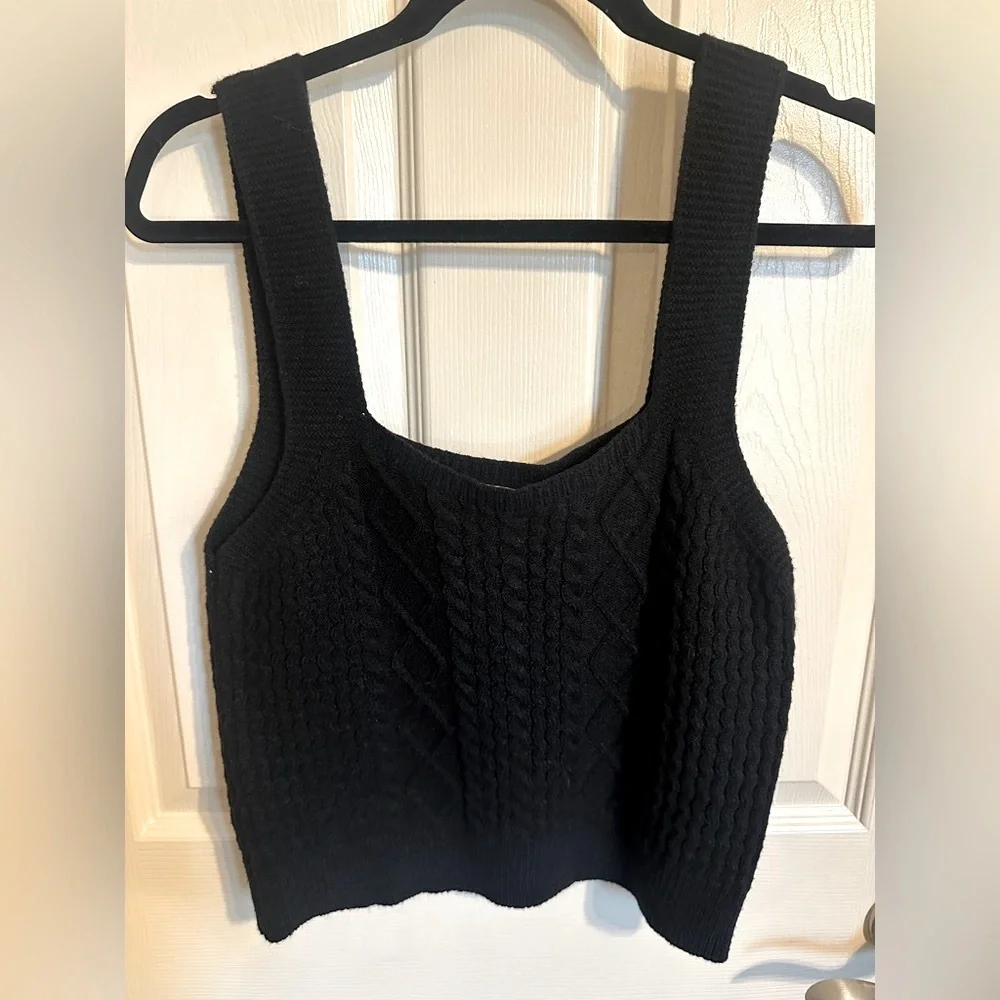 Cotton Emporium Midnight Cable Knit Tank Top, Black, Size XL, NWT
